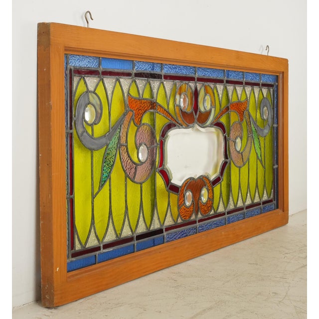 Mid 20th Century Victorian Scrolling Foliage Stained Glass Window For Sale - Image 5 of 7