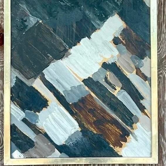 Vintage Signed Abstract Expressionist Original Oil Painting on Canvas For Sale - Image 9 of 13