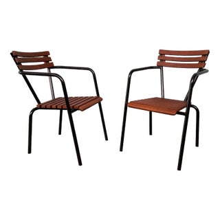 Set of Vintage Italian Bar Bistro Chairs in Metal and Wood, 1950s For Sale