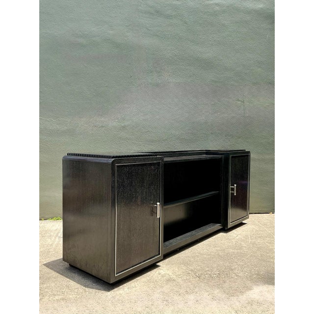 Contemporary Vintage Ralph Lauren Black Cerused Wood Entertainment Crendenza For Sale - Image 3 of 18