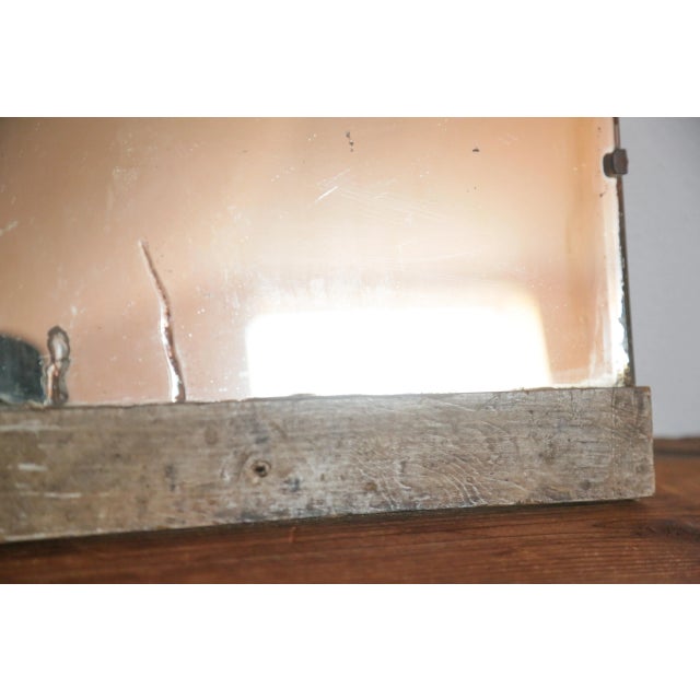 Primitive Antique Bathroom Shaving Mirror With Beveled Edge and Rich Patina on Wood Frame For Sale - Image 14 of 18