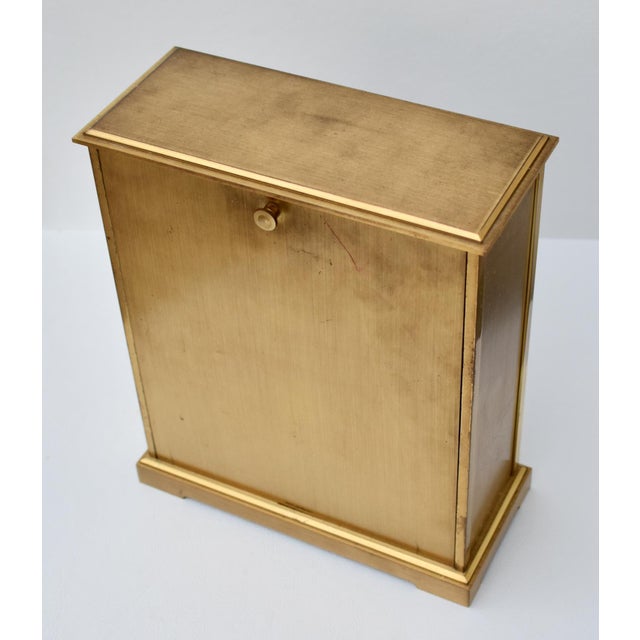 Vintage Bulova Heavy Brushed Brass Quartz Roman Numera Desk/Mantle Clock For Sale - Image 12 of 13