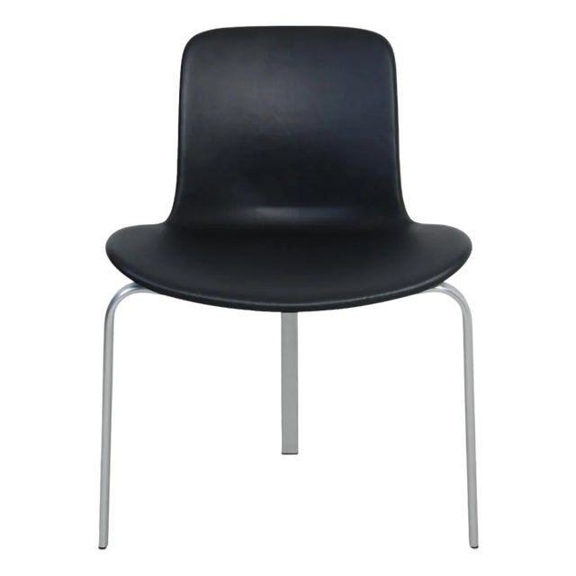 PK-8 Chair in Black Nevada Leather by Poul Kjærholm, 1990s For Sale