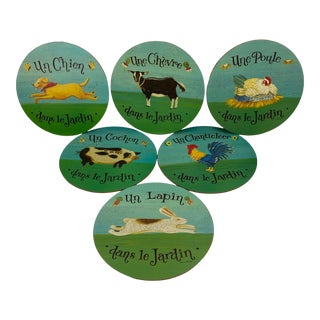 1980s French Round Placemats - Set of 6 For Sale