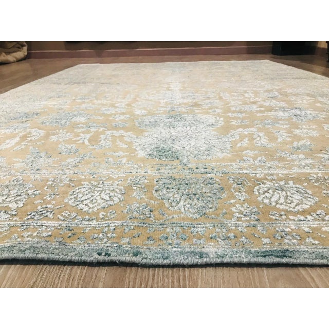 Indian Wool and Silk Rug, 1970s For Sale - Image 9 of 18