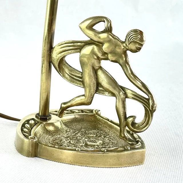 Art Deco Table Lamp with Dancer in Glass Paste attributed to Schneider, 1930s For Sale - Image 3 of 8