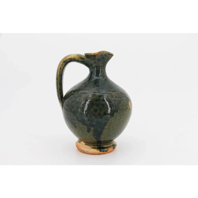 19th Century Rare 19th Century, Small Green Portuguese Earthenware Jug With Handle For Sale - Image 5 of 12