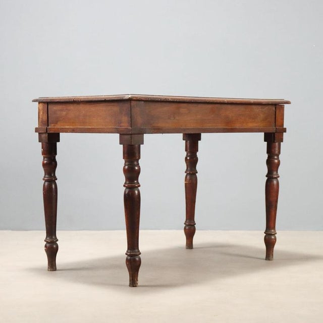 19th Century Walnut Writing Desk with Turned Legs, Italy For Sale - Image 9 of 10