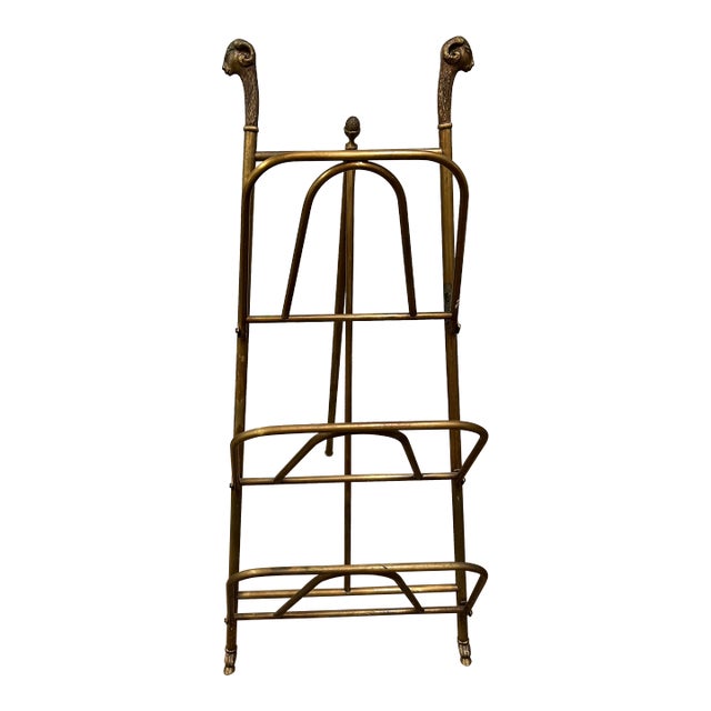 Mid-Century Modern Madison Jenson Style Folding Brass Magazine Rack For Sale