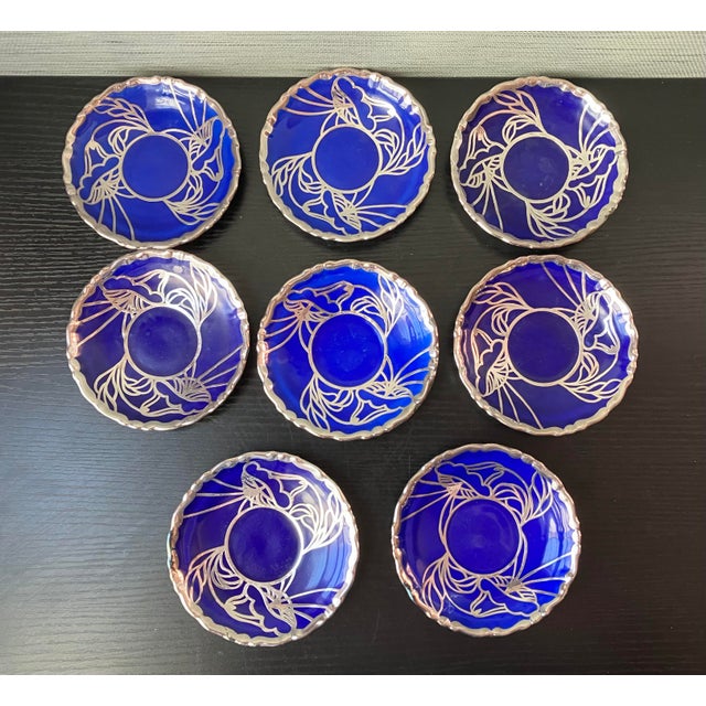 Antique Deusca Porzellan Pure Silver Overlay Tea Set, Cobalt - 19 pcs For Sale - Image 9 of 10