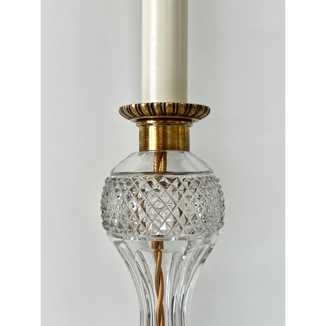 Early 20th Century Wheel Cut Glass Candlestick Lamps - a Pair For Sale - Image 14 of 18