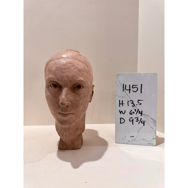 1960s Larry Mohr Painted Plaster Terrac Bust Sculpture Signed From Artist Estate For Sale - Image 11 of 11