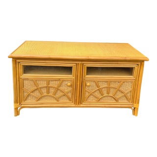 Vintage Bamboo Media Console or Sideboard For Sale