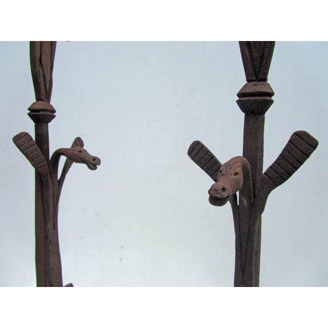 Antique Hand Forged Iron Dragon Gothic Andirons, 1700s, Set of 2 For Sale - Image 4 of 14