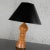 Handsome Mid-20th Century MCM (a.k.a. Mid Century Modern) carved wood Bishop chess piece table lamp with round wood base...
