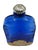 Blue Vintage Cobalt Blue Spanish Art Glass Flask With Ornate Embossed Scrollwork Medallion For Sale - Image 8 of 12