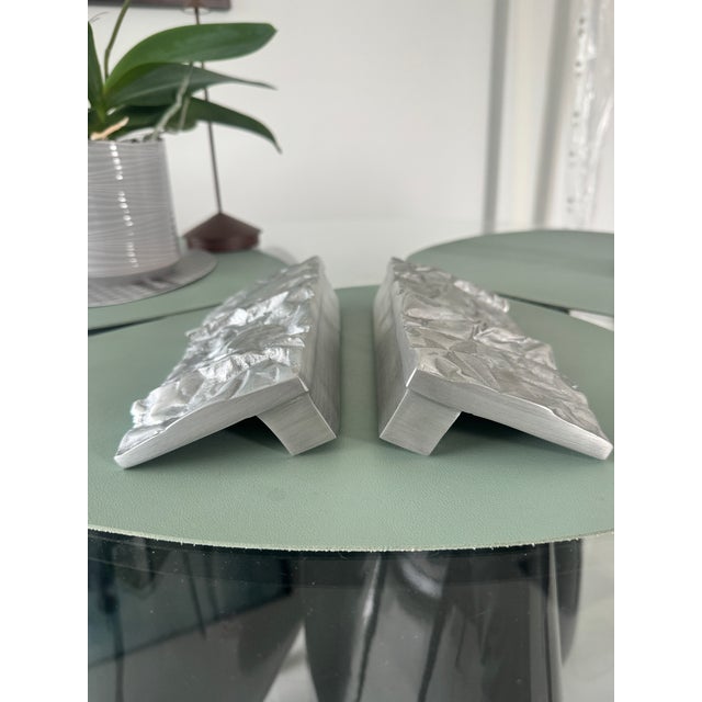 Metal Philip Watts “Crushed” Sculptural Cabinet Pulls, Solid Metal, England, Pair For Sale - Image 7 of 11