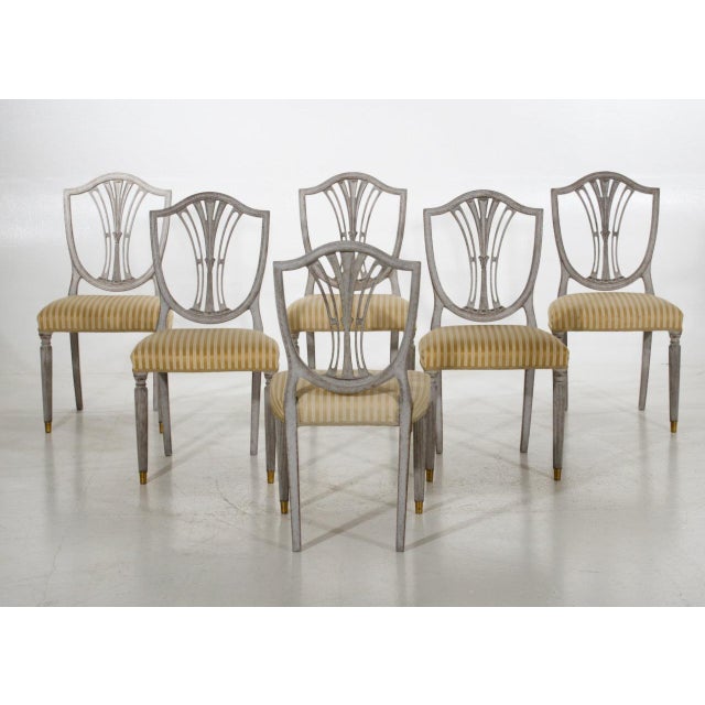 Brown Gustavian Style Dining Chairs, Early 20th Century, Set of 6 For Sale - Image 8 of 9