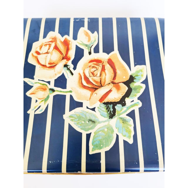 Metal Mid-Century Striped Candy Manufacturer's Tin-Box, 1950s For Sale - Image 7 of 10