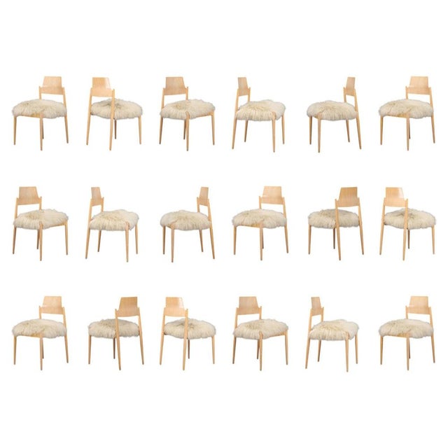 1 of 100+ SE 119 Dining Chairs in Tibetan Ecru Sheepskin attributed to Egon Eiermann, 1950s For Sale - Image 10 of 10