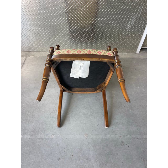Vintage Hickory Chair Neoclassical Cane Back Armchair With Gilt Accents & Floral Upholstery For Sale - Image 11 of 12