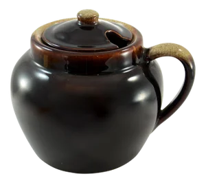 Rustic Round Drip Glaze Bean or Chili Pot