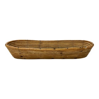 Vintage Coiled Pencil Reed Rattan Basket For Sale