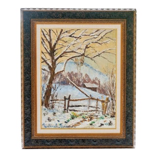 Mid 20th Century Paul-Emile Pissarro - Winter Landscape, Oil on Canvas For Sale