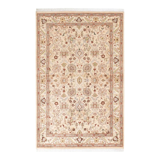 Ivory Mogul, One-of-a-Kind Hand-Knotted Area Rug in Ivory, 4' 1" x 6' 5" For Sale - Image 8 of 8