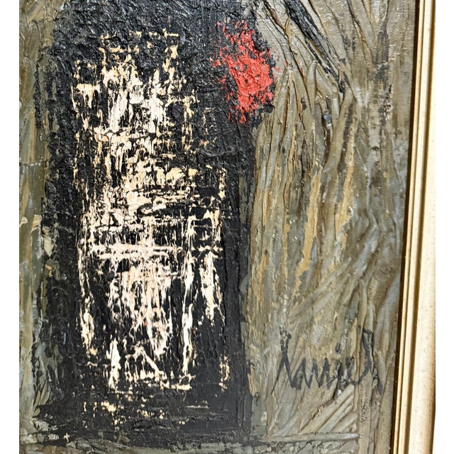 Charles Levier Charles Levier, Large French Modernist Vase of Flowers Charles Levier Paris Floral Oil Painting, c.1950's For Sale - Image 4 of 10