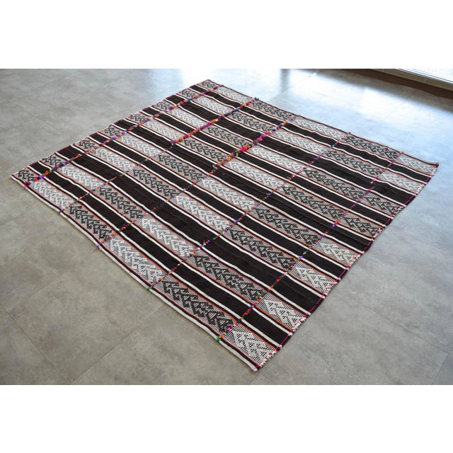 Vintage Turkish - Kurdish handmade Kilim rug - a wool on cotton and goat hair, Turkish Kilim rug that is in used...