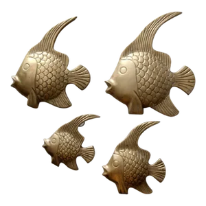 Mid Century Brass Fish Wall Art Set of 4