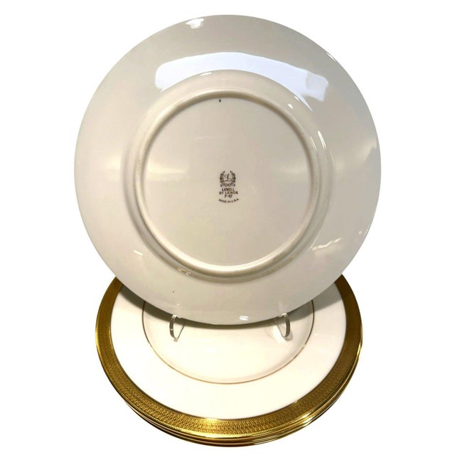 Hollywood Regency Vintage Lenox Lowell P-67 Gold Stamp Gold Encrusted Salad Plates - Set of 4 For Sale - Image 3 of 4