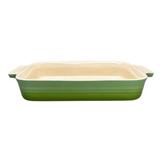 Vintage Le Creuset Kiwi Green Stoneware Rectangular Baking Dish Casserole Baker For Sale
