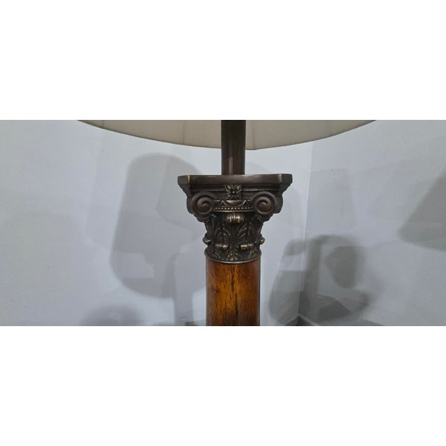 Wood Large Corinthian Oak Lamps, 1920, Set of 2 For Sale - Image 7 of 10