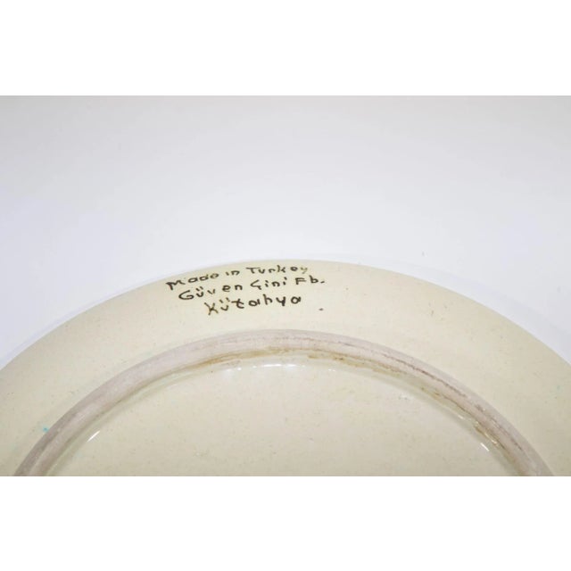 Kutahya Hand Painted Islamic Turkish Decorative Plate 1950's For Sale - Image 9 of 13