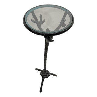 A Giacometti Style Faux Bois, Cast Iron Side Table For Sale