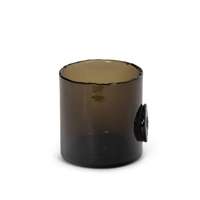 Monogram Glass Votive Small, Smoke For Sale - Image 4 of 7