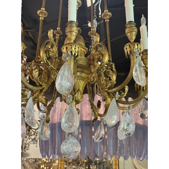 19th C. French Gilt Bronze and Rock Crystal Chandelier For Sale In Dallas - Image 6 of 7