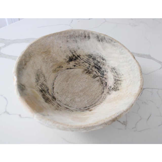 Contemporary Antique Distressed Bleached Dough/Grain Bowl For Sale - Image 3 of 6