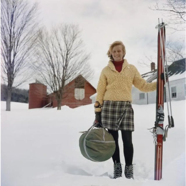 Slim Aarons, Skiing Waitress, Estate Stamped Photographic Print, 1960 / 2020s For Sale