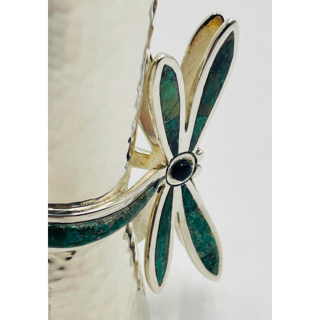 1980s Los Castillo Taxco Shot Glass With Lapis & Malachite Dragonfly Handle For Sale - Image 14 of 18