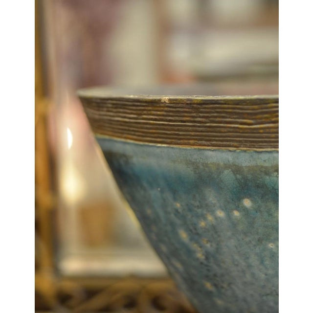20th Century Sculpture Raku Art Pottery Stoneware Bowl on Stand from Catriona McLeod, 1970s For Sale - Image 17 of 18