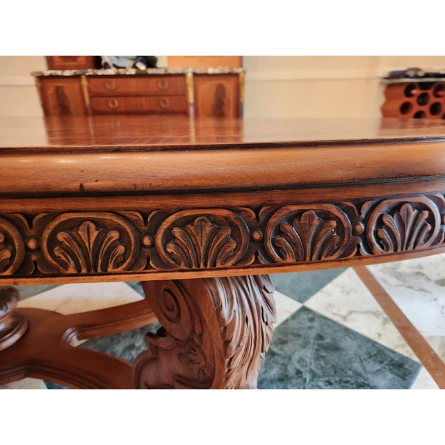 Antique Renaissance Revival Inlay Dining Table For Sale - Image 10 of 17