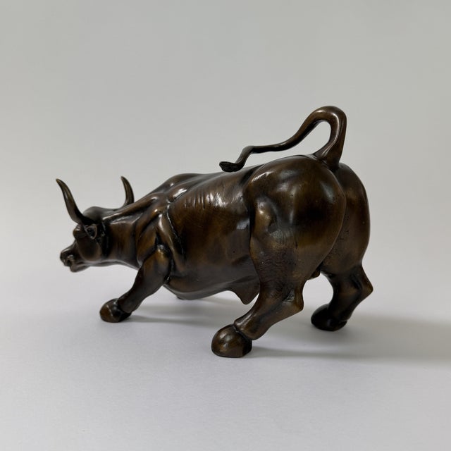 Bronze “Wall Street” Charging Bull Sculpture, 12” L For Sale In Dallas - Image 6 of 10