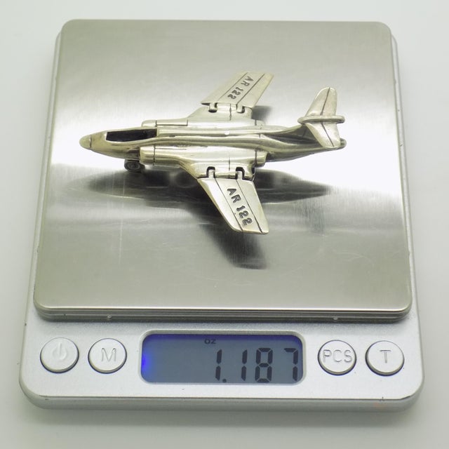 Vintage Italian Sterling Silver 925 McDonnell Douglas F-4 Phantom II Airplane with Folding Wings, Arezzo, 1980s For Sale - Image 13 of 15