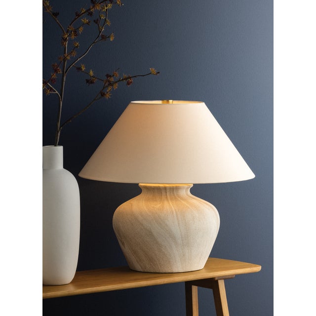 Hudson Valley Lighting Allards 24 in. 1 Light Table Lamp in Aged Brass and Ceramic Watercolor Sand Finish For Sale - Image 10 of 11