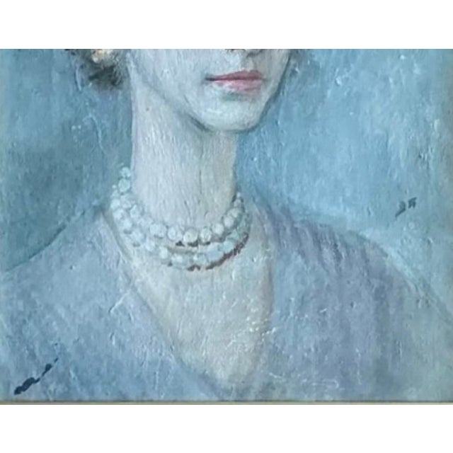 Vintage Original Portrait of Woman on Canvas For Sale - Image 4 of 12