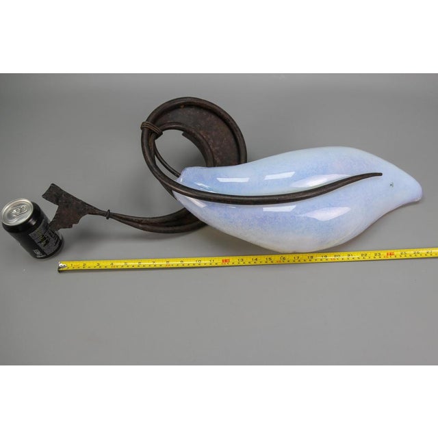 Italian Vetro Murano Venezia Opalescent Glass and Wrought Iron Wall Light, 1990s For Sale - Image 17 of 18