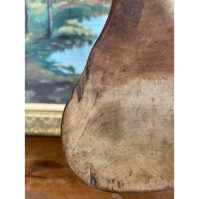 Wood Antique 19th Century Hand-Carved Decorative Wooden Ladle Spoon With Sculptural Curved Handle. For Sale - Image 7 of 11
